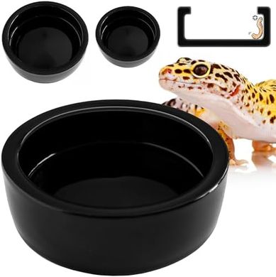 Large Black Ceramic Reptile Feeding Dish with Escape-Proof Design
