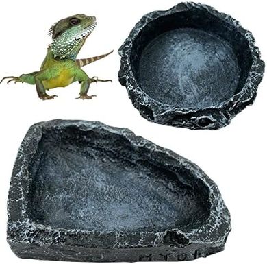 Reptile Feeding & Water Bowls (2-Pack) for Lizards, Frogs & More
