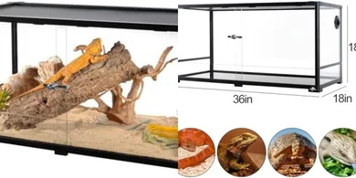 50-Gallon Glass Reptile Terrarium with Sliding Door & Ventilation