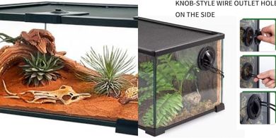 KAKOOTI 10-Gallon Glass Reptile Tank with Magnetic Door
