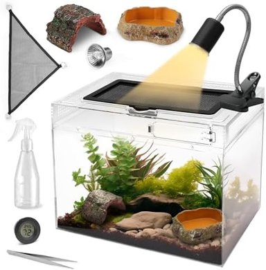 Reptile & Amphibian Habitat Kit with Heat Lamp & Hammock