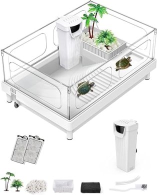 Acrylic Turtle Tank with Filter & Basking Platform