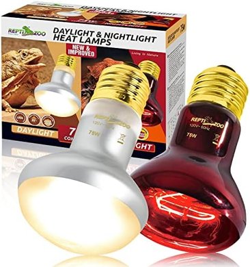 Reptizoo 75W Dual Reptile Lamp Combo: Day & Night Basking