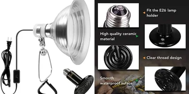 Deluxe Reptile & Amphibian Heat Lamp Combo (100W/150W)