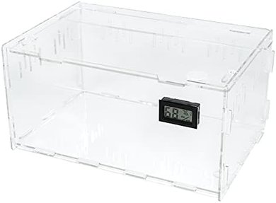 BETAZOOER Acrylic Reptile Breeding Tank with Thermometer & Hygrometer (15.3"x9.7"x7.6")