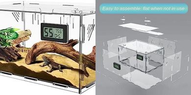 Acrylic Reptile Breeding Terrarium with Hygrometer (15.7"x9.9"x7.1")
