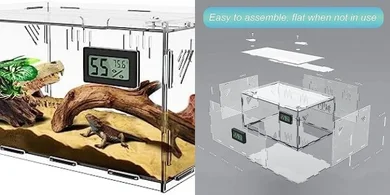 Acrylic Reptile Breeding Terrarium with Hygrometer (15.7"x9.9"x7.1")