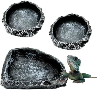 Reptile Feeding Bowls (3-Pack, Black)
