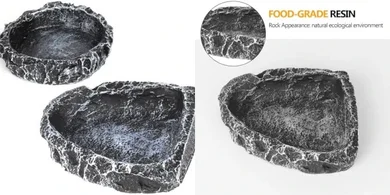 Hygger Reptile Rock Feeder Bowls (2-pack) for Reptiles & Amphibians
