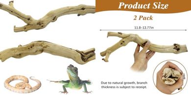 Natural Wood Branches: Reptile Habitat Decor (2-Pack)
