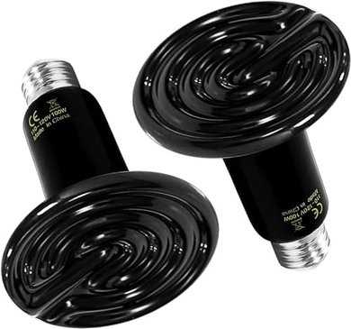 HealSmart Ceramic Heat Emitters: 2 x 100W Reptile & Amphibian Heat Lamps