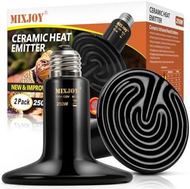 MIXJOY Ceramic Heat Emitters: 2-Pack 250W Reptile Bulbs
