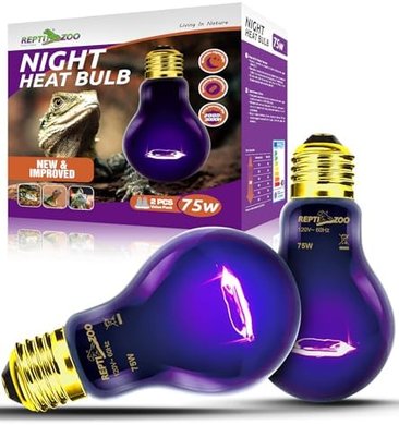 Repti Zoo 75W Night Heat Lamps (2-pack) for Reptiles (no UVA)