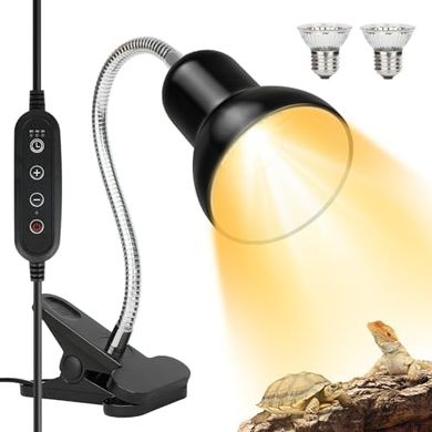 Dual-Heat Reptile & Turtle Lamp with Timer & 360° Rotation (110V)
