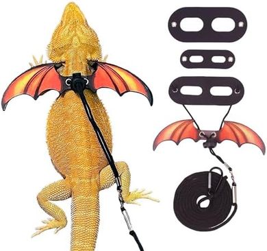 Adjustable Leather Bearded Dragon Harness & Leash (Orange)
