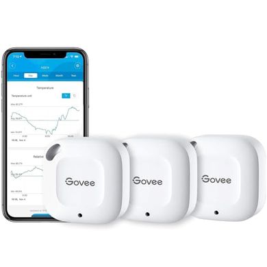 Govee Wireless Hygrometer-Thermometer: 3-pack with alerts, data export, and wide range.
