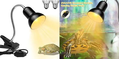 Dallfoll Reptile Basking Lamp: 25W/50W UVA/UVB Bulbs, Clamp & 360° Rotation
