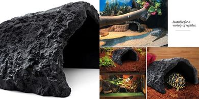 Reptile Rock Cave Habitat: Large Hideout for Lizards, Geckos, & Snakes
